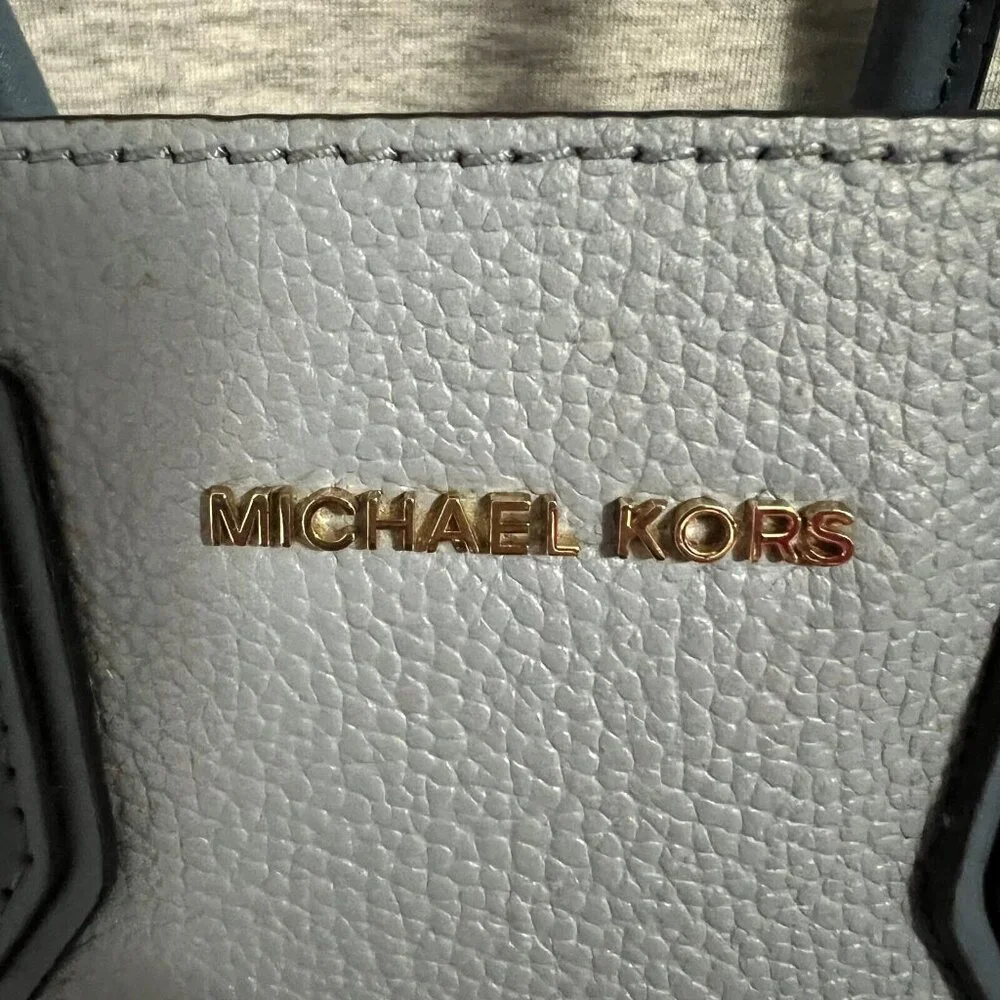 Michael Kors Mercer Satchel Bag‎ Top Handle Crossbody Pastel Blue Leather Charm